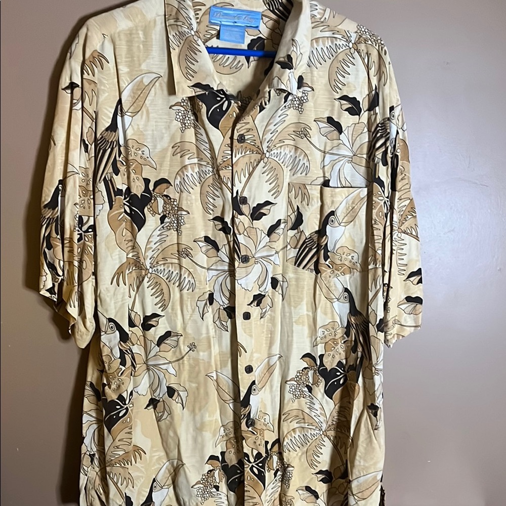 😄Big & tall XXL 100% silk vacation shirt buttons